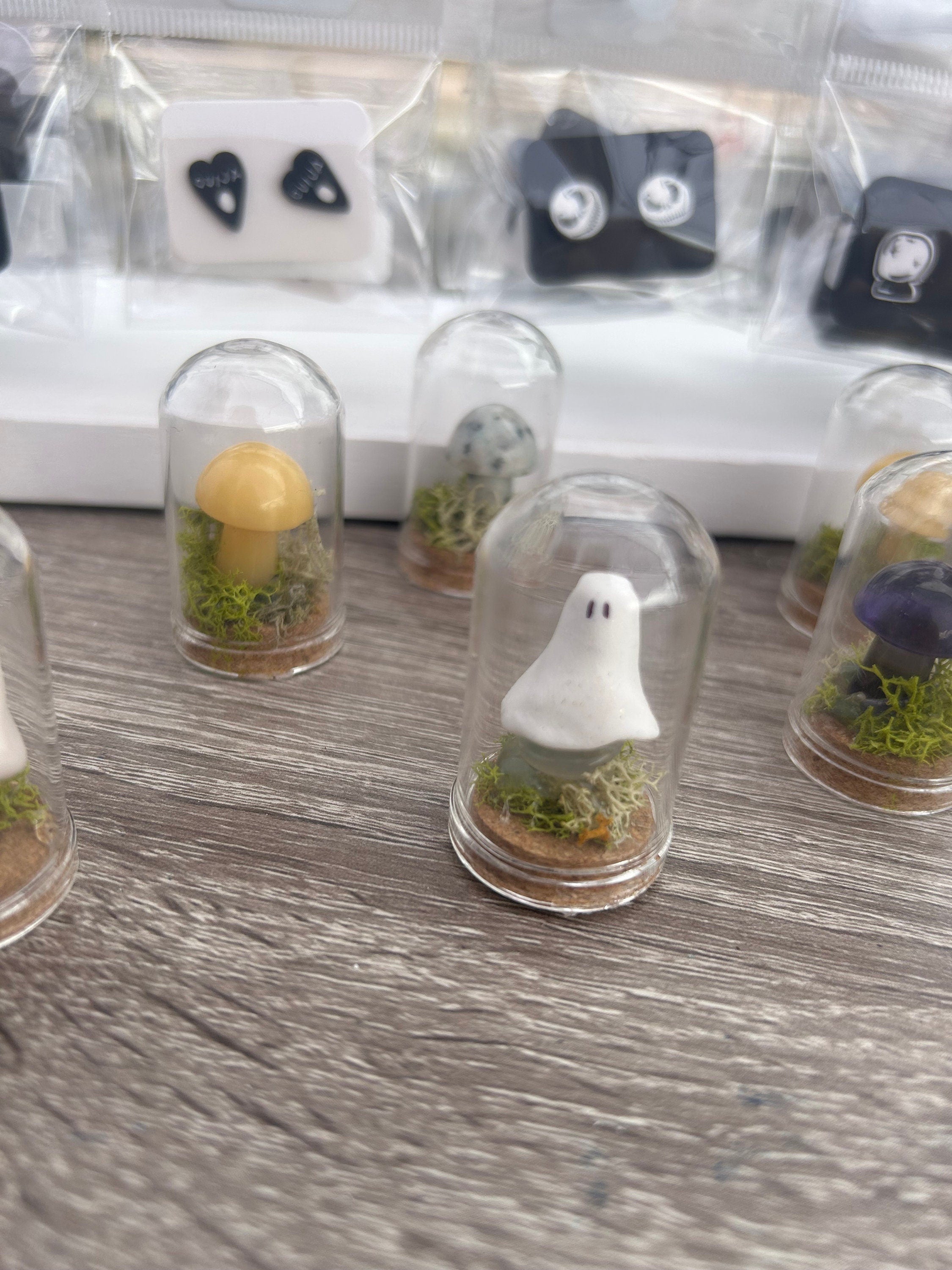 Tiny Pet Ghost Terrarium: Crystal Mushroom Moss Garden Decor