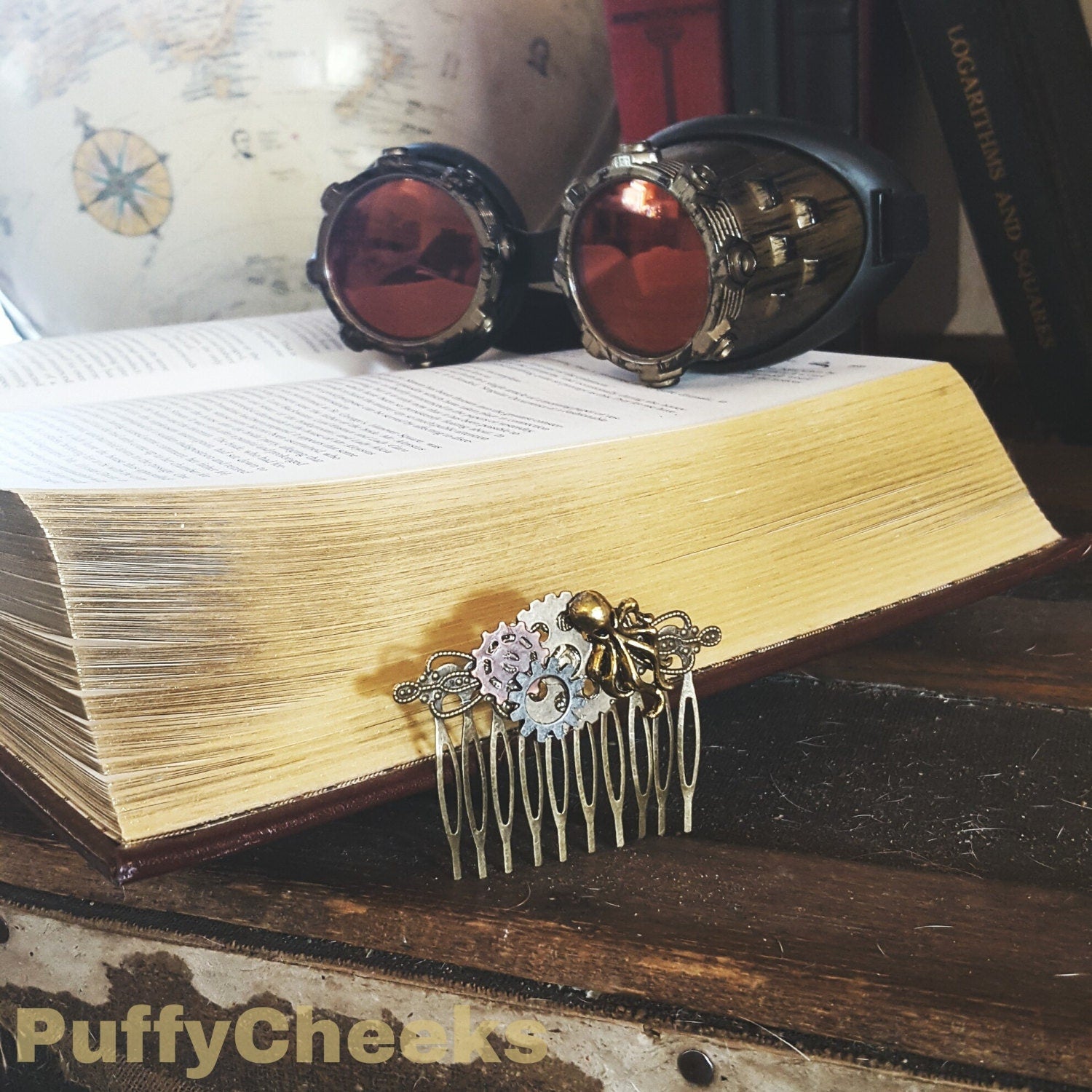 SteamPunk Nautical Gears Hair Comb by PuffyCheeks