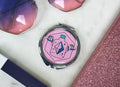 Apothecary Logo Compact Mirror: Silver Metal Handbag Mirror