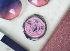 Apothecary Logo Compact Mirror: Silver Metal Handbag Mirror