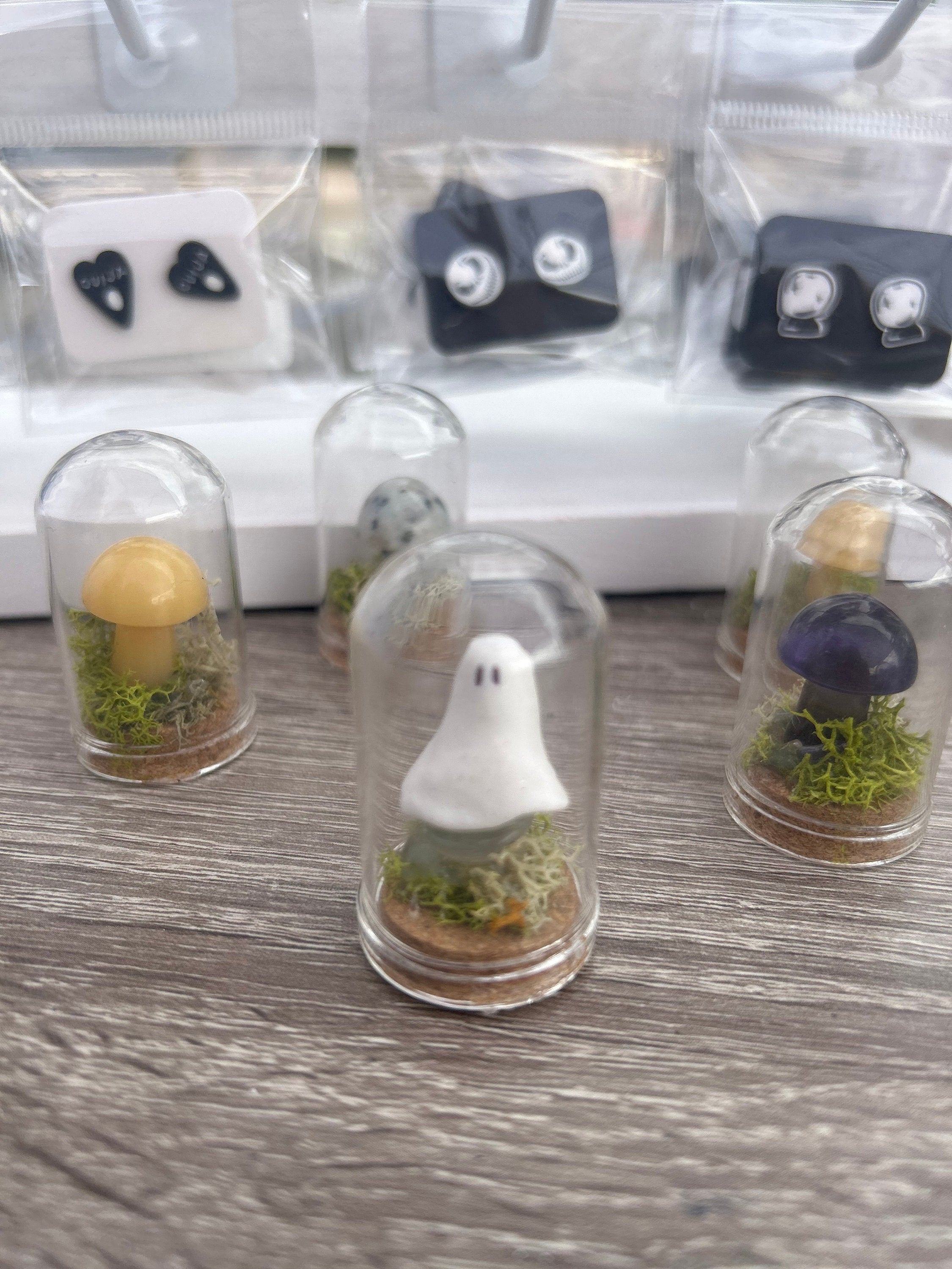 Tiny Pet Ghost Terrarium: Crystal Mushroom Moss Garden Decor