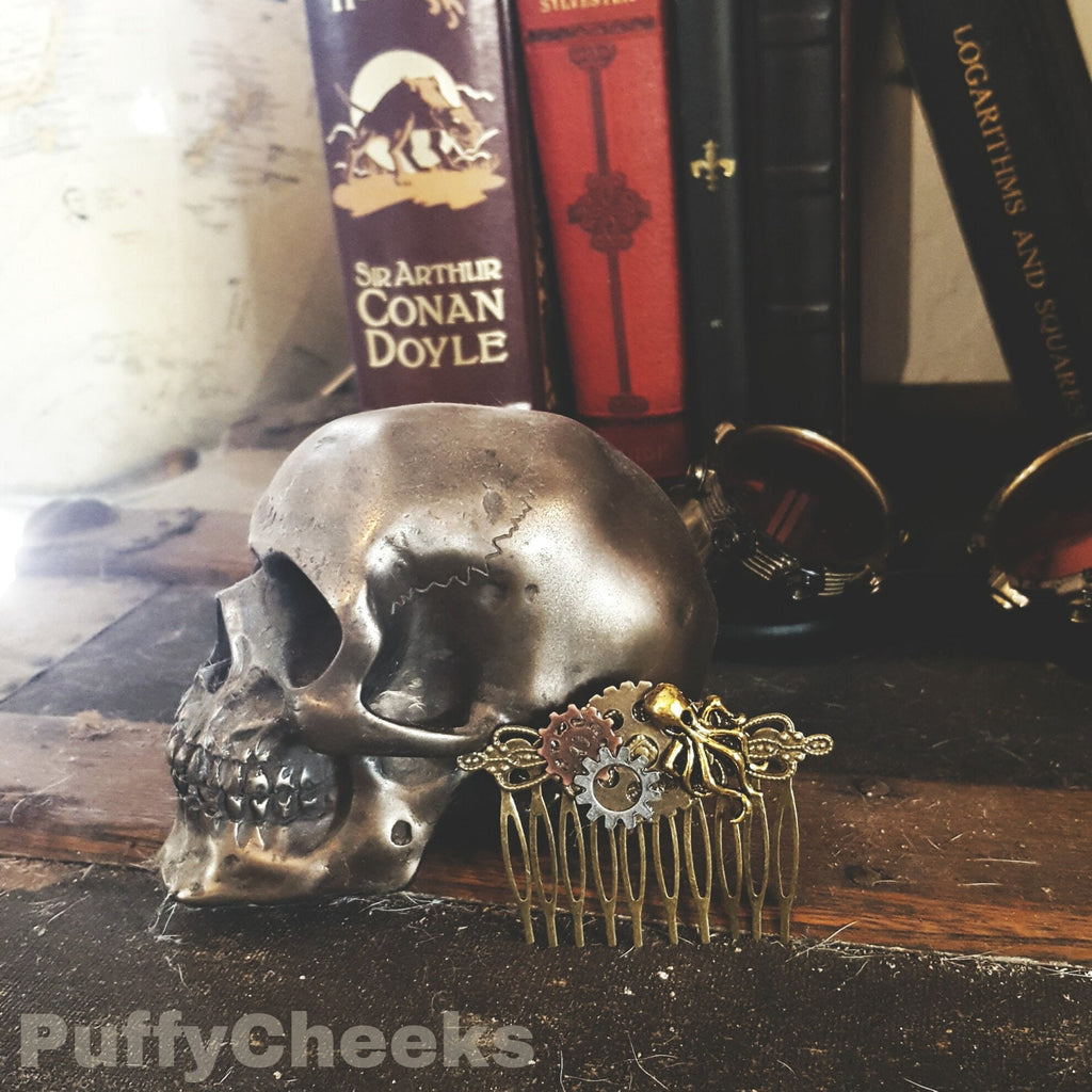 SteamPunk Nautical Gears Hair Comb by PuffyCheeks